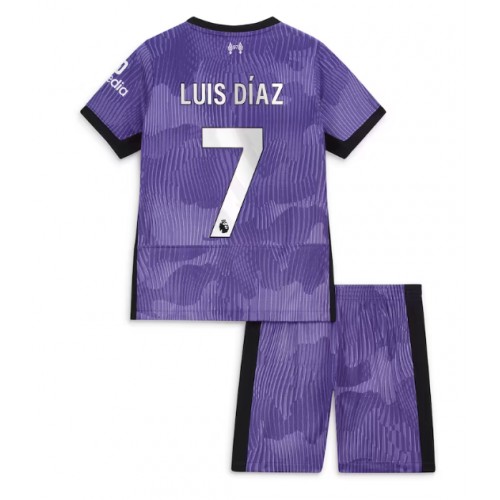 Otroški Nogometni dresi Liverpool Luis Diaz #7 Tretji 2023-24 Kratek Rokav (+ Kratke hlače)